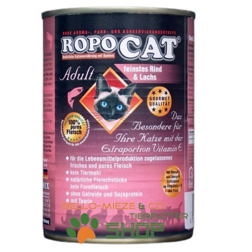 RopoCat Adult Rind &amp; Lachs | Katzen Nassfutter - Dosenfutter mit Taurin