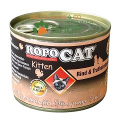 RopoCat Kitten Rind &amp; Truthahnherzen | Katzenfutter - Katzen Nassfutter - Dosenfutter mit Taurin