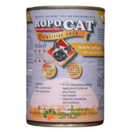 RopoCat Adult Sensitive Gold Geflügel & Gemüse 24 Dosen à 400 gr.