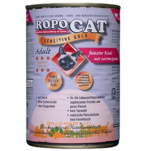 RopoCat Adult Sensitive Gold Rind & Gemüse 24 Dosen à 400 gr.