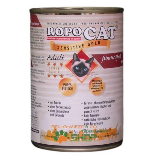 RopoCat Adult Sensitive Gold Pferd pur 24 Dosen à 200 gr.
