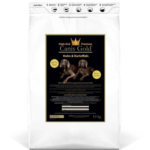 Canis Gold Adult 63 % Huhn + Kartoffeln (Monoprotein) | Hundefutter - Trockenfutter 5 kg