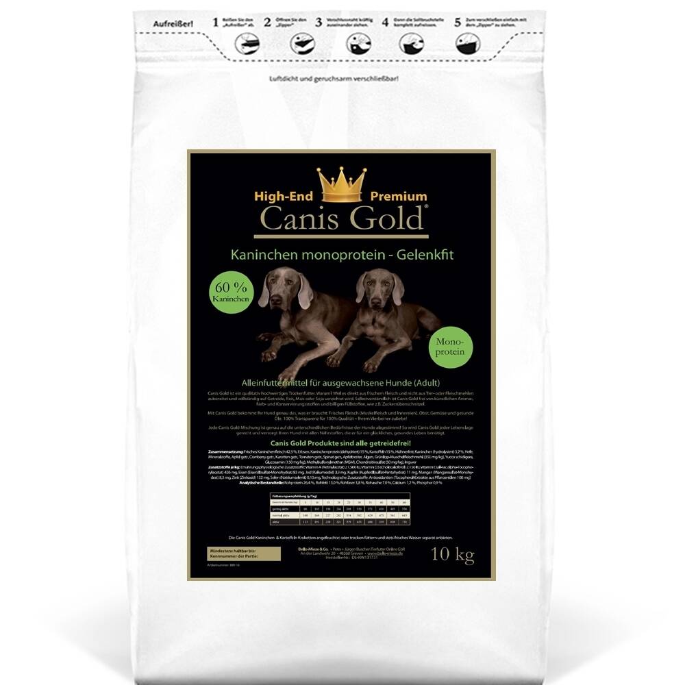 Canis Gold Adult 60 % Kaninchen + Kartoffel getreidefrei - Bello-Miez