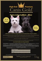 Canis Gold Adult MINI 70 % Huhn + Kartoffeln (Monoprotein) | getreidefrei | kleine Hunde Rassen 10 kg