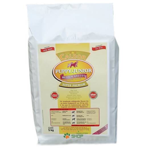 Caldor Puppy + Junior Medium mit 30 % Rind & Reis-Mais 15 kg