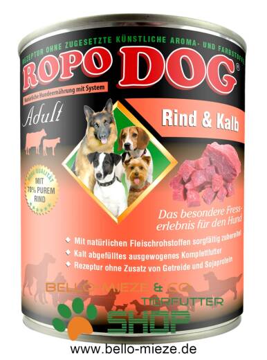 RopoDog Adult Rind & Kalb - 12 Dosen à 800 gr.