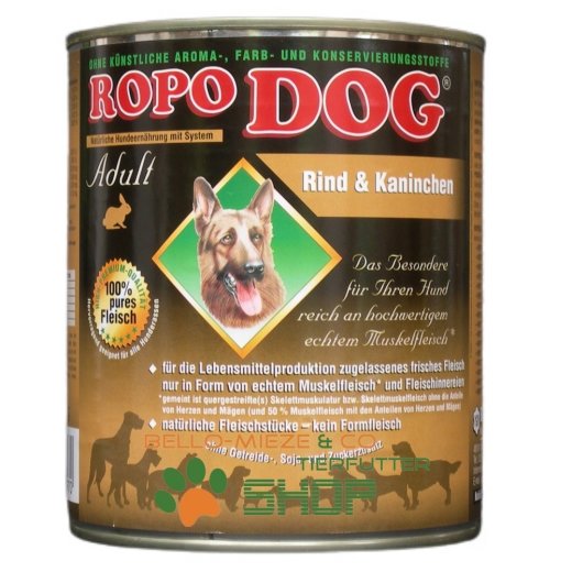 RopoDog Adult Rind &amp; Kaninchen - 100% Fleisch 800 gr