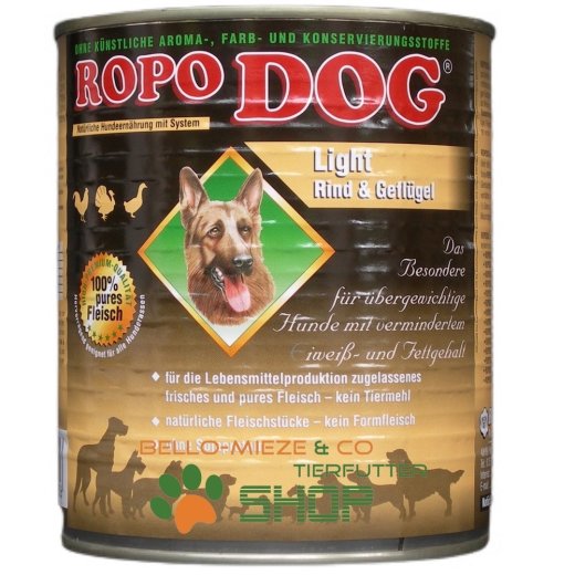 RopoDog Light Rind &amp; Gefl&uuml;gel - 96 % Fleisch 24 Dosen &agrave; 400 gr