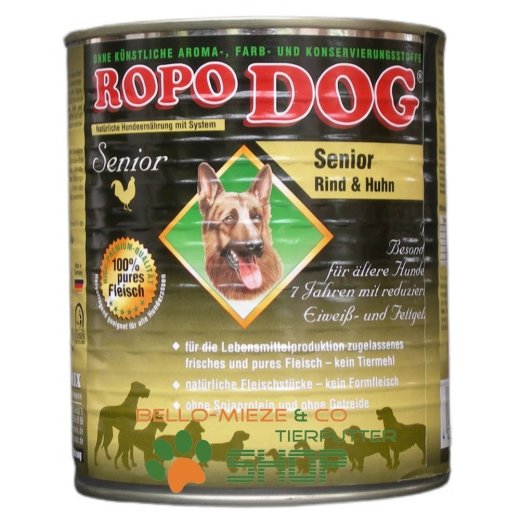 RopoDog Senior Rind &amp; Huhn - 96 % Fleisch 24 Dosen &agrave; 400 gr.