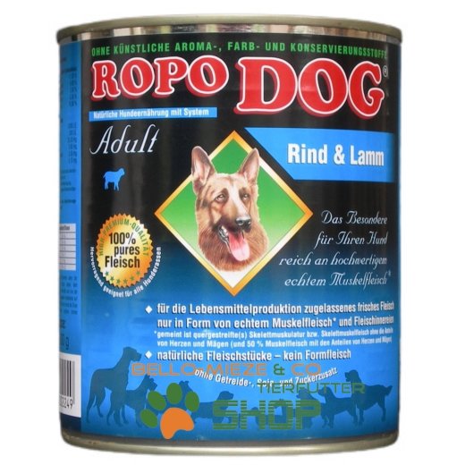 RopoDog Adult Rind &amp; Lamm - 100% Fleisch 24 Dosen &agrave; 400 gr.