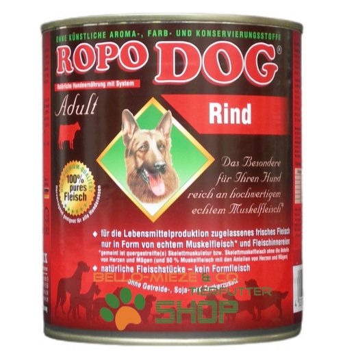 RopoDog Adult Rind - 100 % Fleisch mit ganzen Fleischst&uuml;cken 400 gr