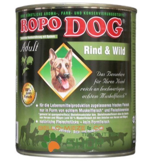 RopoDog Adult Rind &amp; Wild - 100 % Fleisch 400 gr