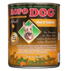 RopoDog Adult Rind & Truthahn - 100% Fleisch 12 Dosen...