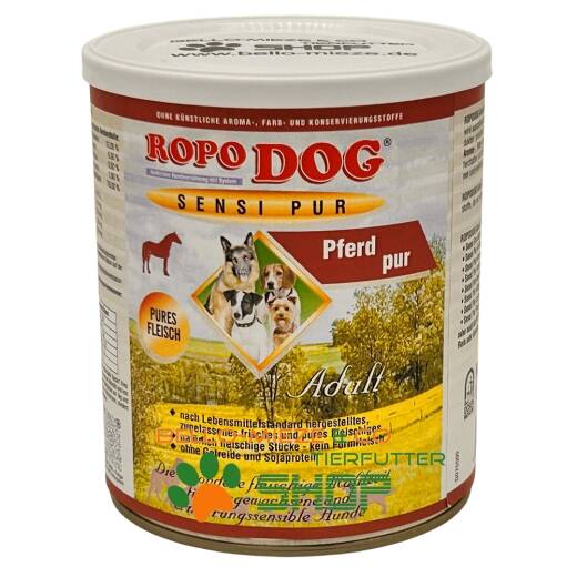 RopoDog Adult Sensi Pur Pferd - pures Fleisch 24 Dosen à 400 gr