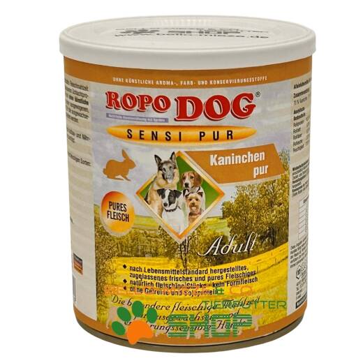 RopoDog Adult Sensi Pur Kaninchen - pures Fleisch 30 Dosen à 800 gr
