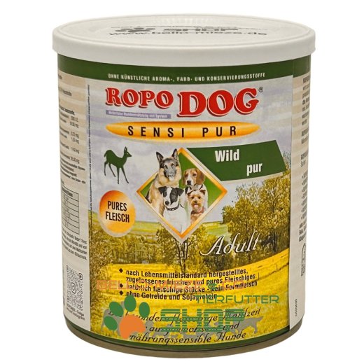 RopoDog Adult Sensi Pur Wild - pures Fleisch 24 Dosen &agrave; 400 gr.