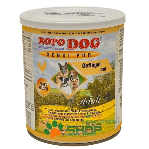 RopoDog Adult Sensi Pur Geflügel - pures Fleisch 30 Dosen à 800 gr.