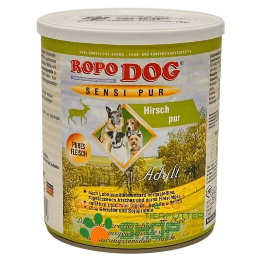 RopoDog Adult Sensi Pur Hirsch - pures Fleisch 24 Dosen à 400 gr