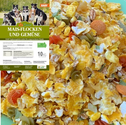 LuCano Mais Flocken + Gem&uuml;se - Hunde BARF | Flocken Mix | Flockenmix Hund 1 kg
