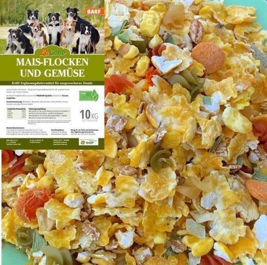 LuCano Mais Flocken + Gemüse - Hunde BARF | Flocken Mix | Ergänzungsfuttermittel 2 x 10 kg
