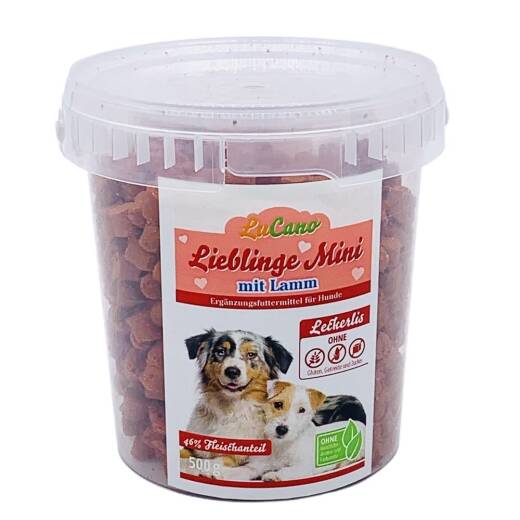 Leckerlis LuCano Lieblinge Mini + Lamm ohne Zusatz von Zucker und Getreide  5 Stück à 150 gr.