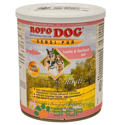 RopoDog Adult Sensi pur Lachs + Seefisch - pures Fleisch 12 Dosen à 800 gr