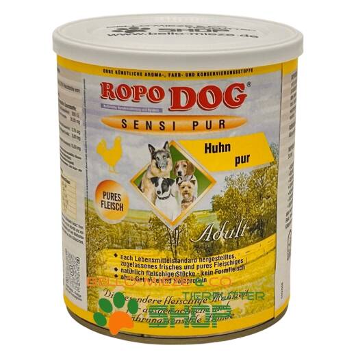 RopoDog Adult Sensi Pur Huhn - pures Fleisch 12 Dosen à 800 gr