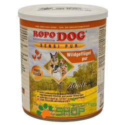 RopoDog Adult Sensi Pur Wildgefl&uuml;gel - pures Fleisch 24 Dosen &agrave; 400 gr