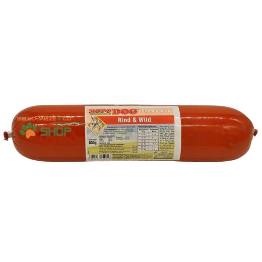 RopoDog Hunde Fleischwurst Rind + Wild | Alleinfuttermittel 6 x 800 gr. Würste