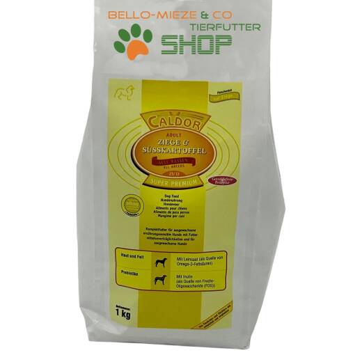 4 kg Caldor Adult Ziege Süßkartoffel  | Trockenfutter für alle Hunde Rassen
