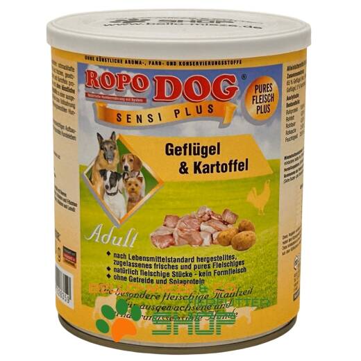 RopoDog Adult Sensi Plus Geflügel & Kartoffel  6 Dosen à 800 gr.